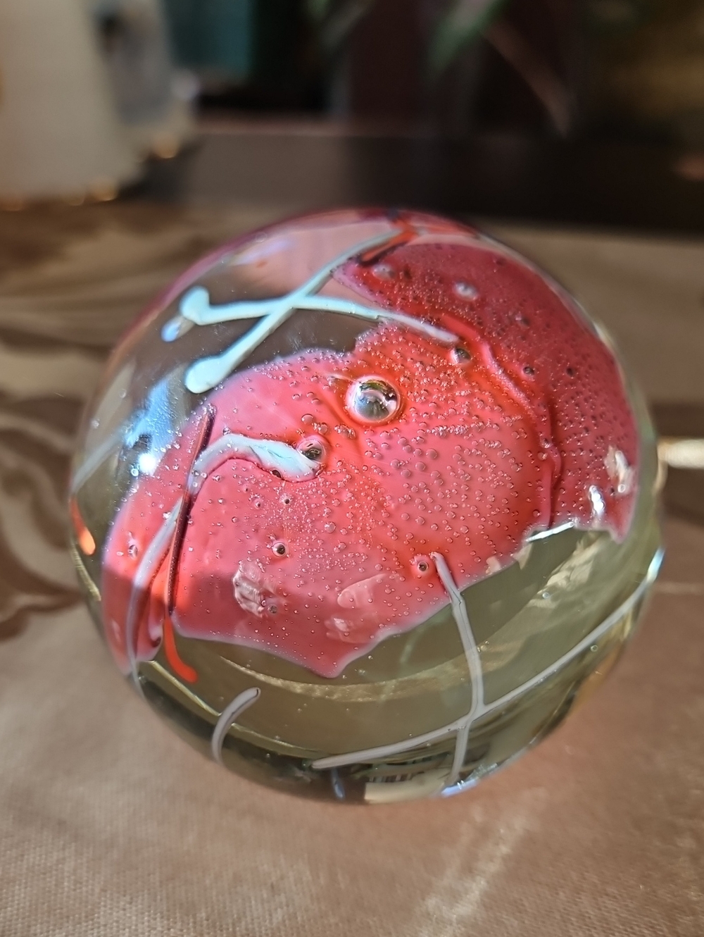 1989 Glass Eye Studio Mount St Helens Ash Art Glass Paperweight Signed
